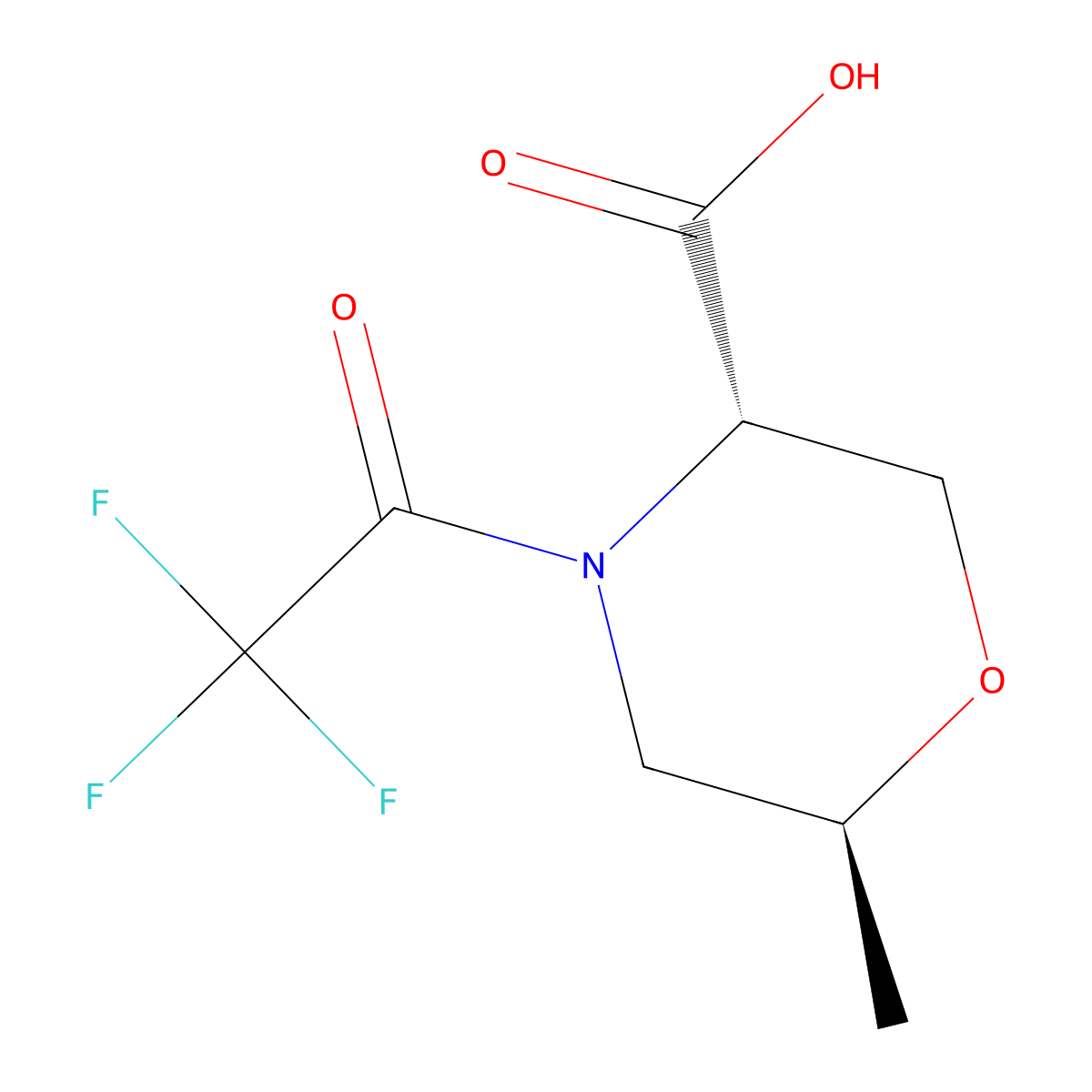 (3S,6S)-6-methyl-4-(trifluoroacetyl)morpholine-3-carboxylic acid molecular structure, CAS 2679927-69-4