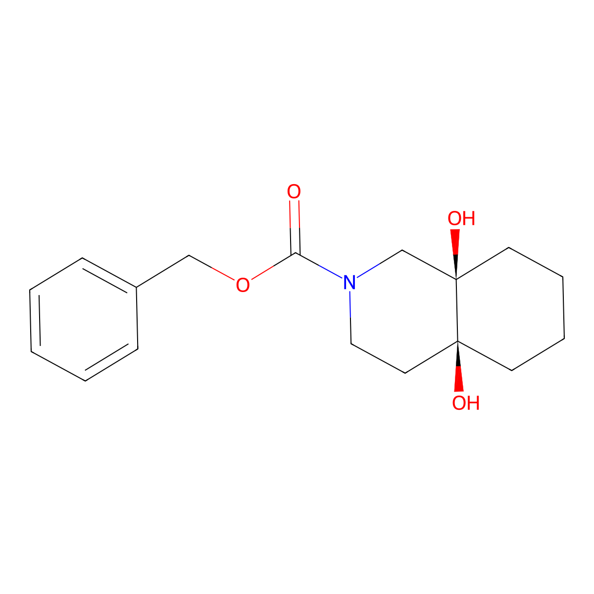 rac-benzyl (4aR,8aS)-4a,8a-dihydroxy-decahydroisoquinoline-2-carboxylate molecular structure, CAS 2679927-74-1