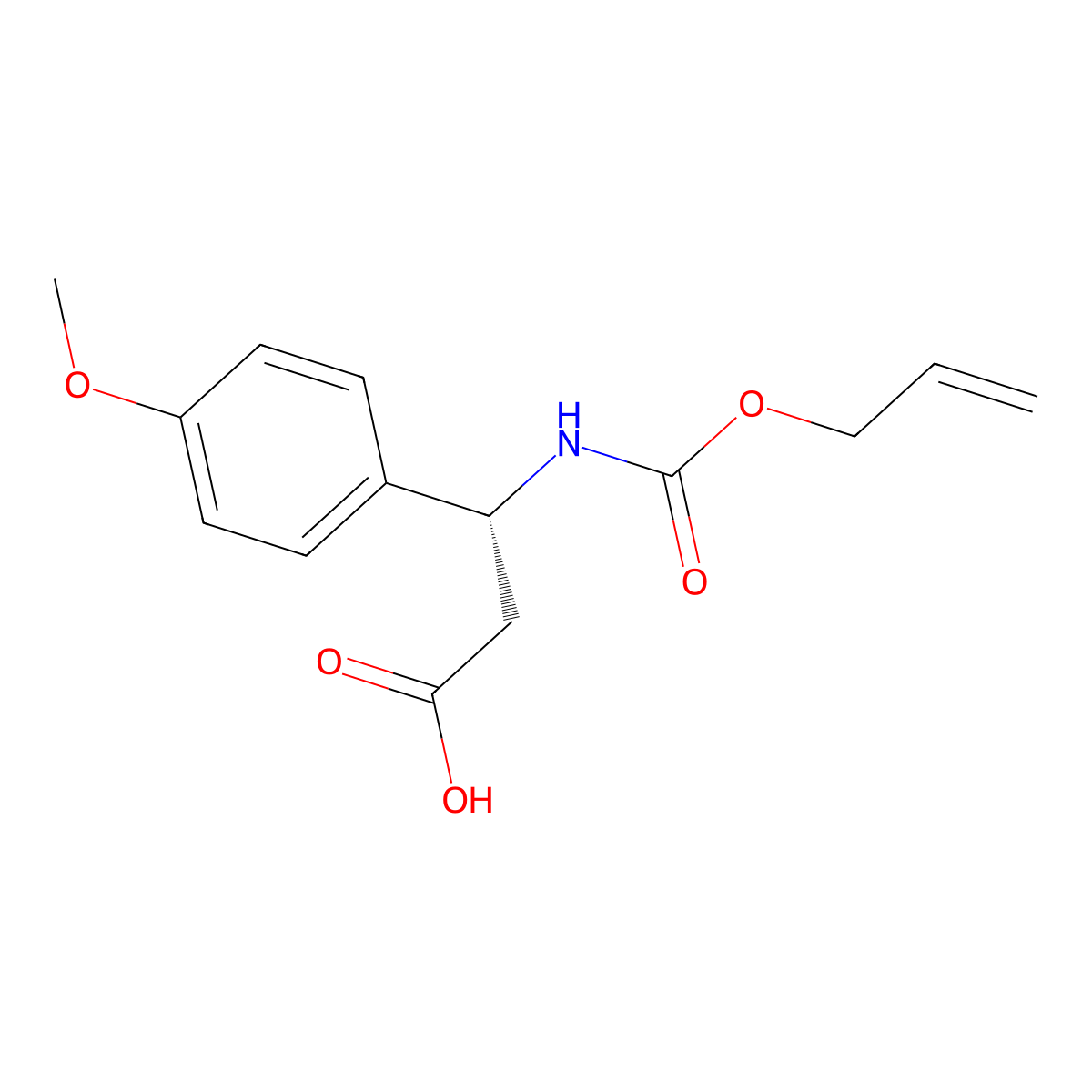(3R)-3-(4-methoxyphenyl)-3-{[(prop-2-en-1-yloxy)carbonyl]amino}propanoic acid molecular structure, CAS 2679927-75-2