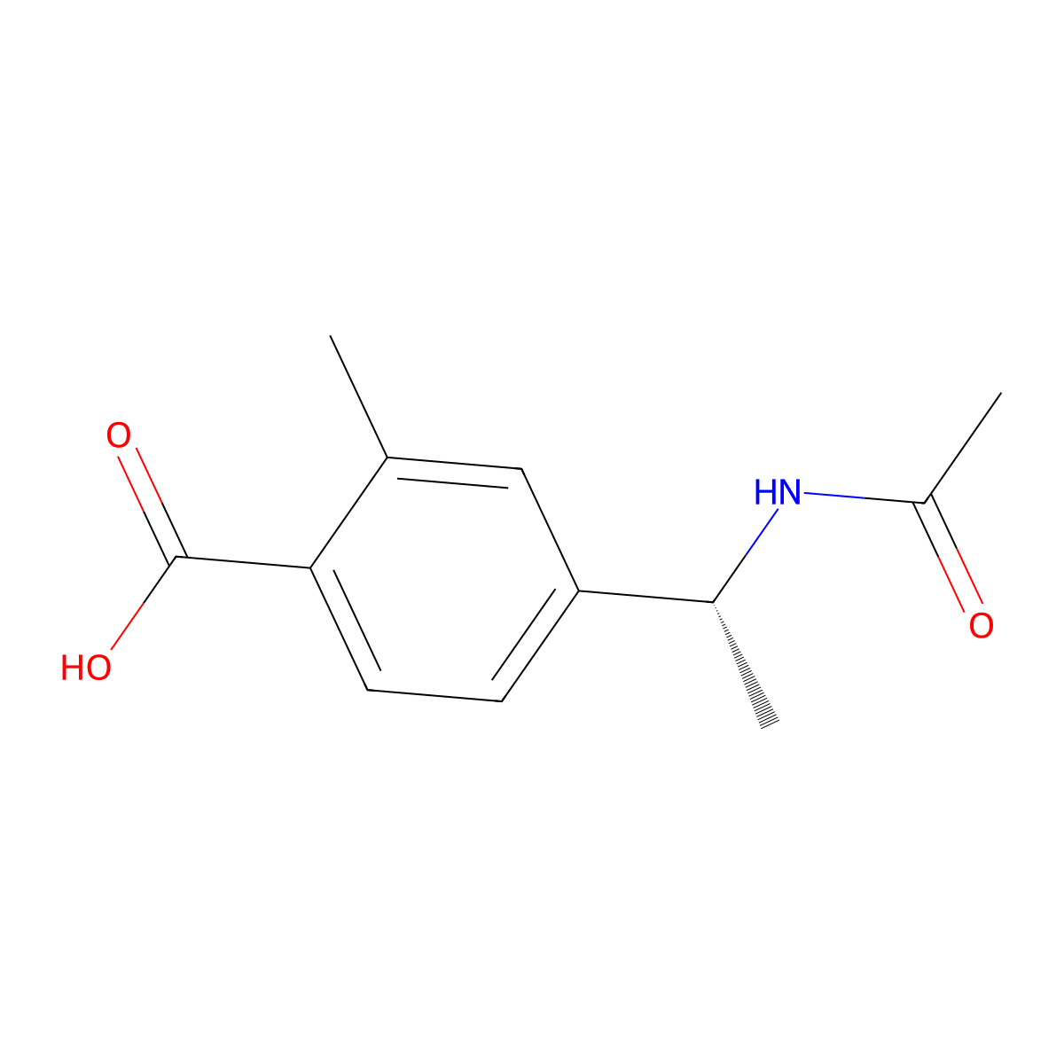 4-[(1R)-1-acetamidoethyl]-2-methylbenzoic acid molecular structure, CAS 2679927-82-1