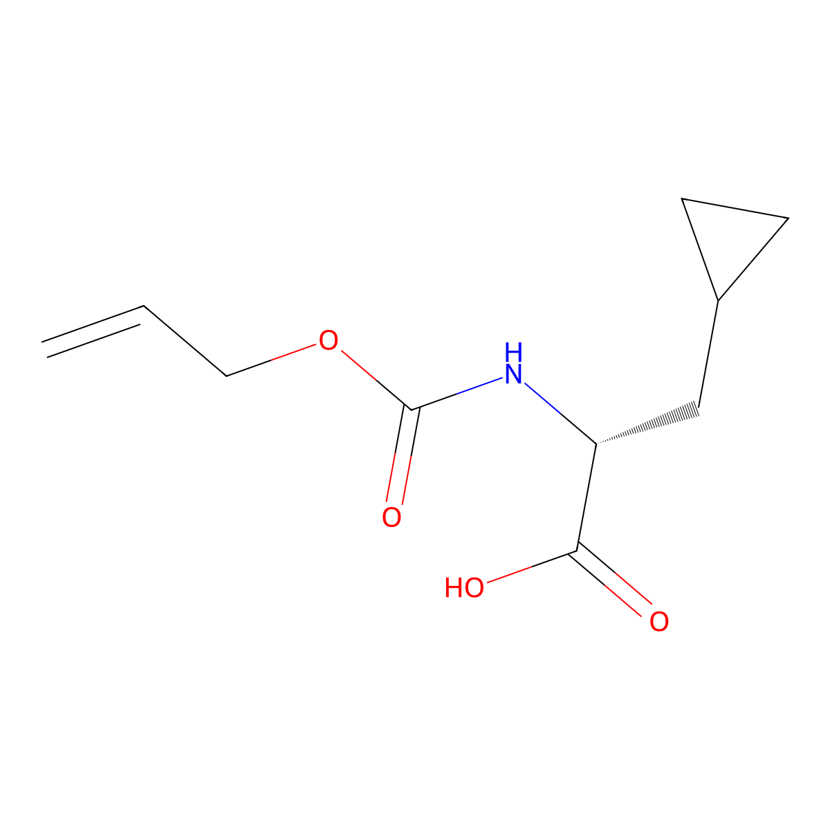 (2R)-3-cyclopropyl-2-{[(prop-2-en-1-yloxy)carbonyl]amino}propanoic acid molecular structure, CAS 2679927-85-4