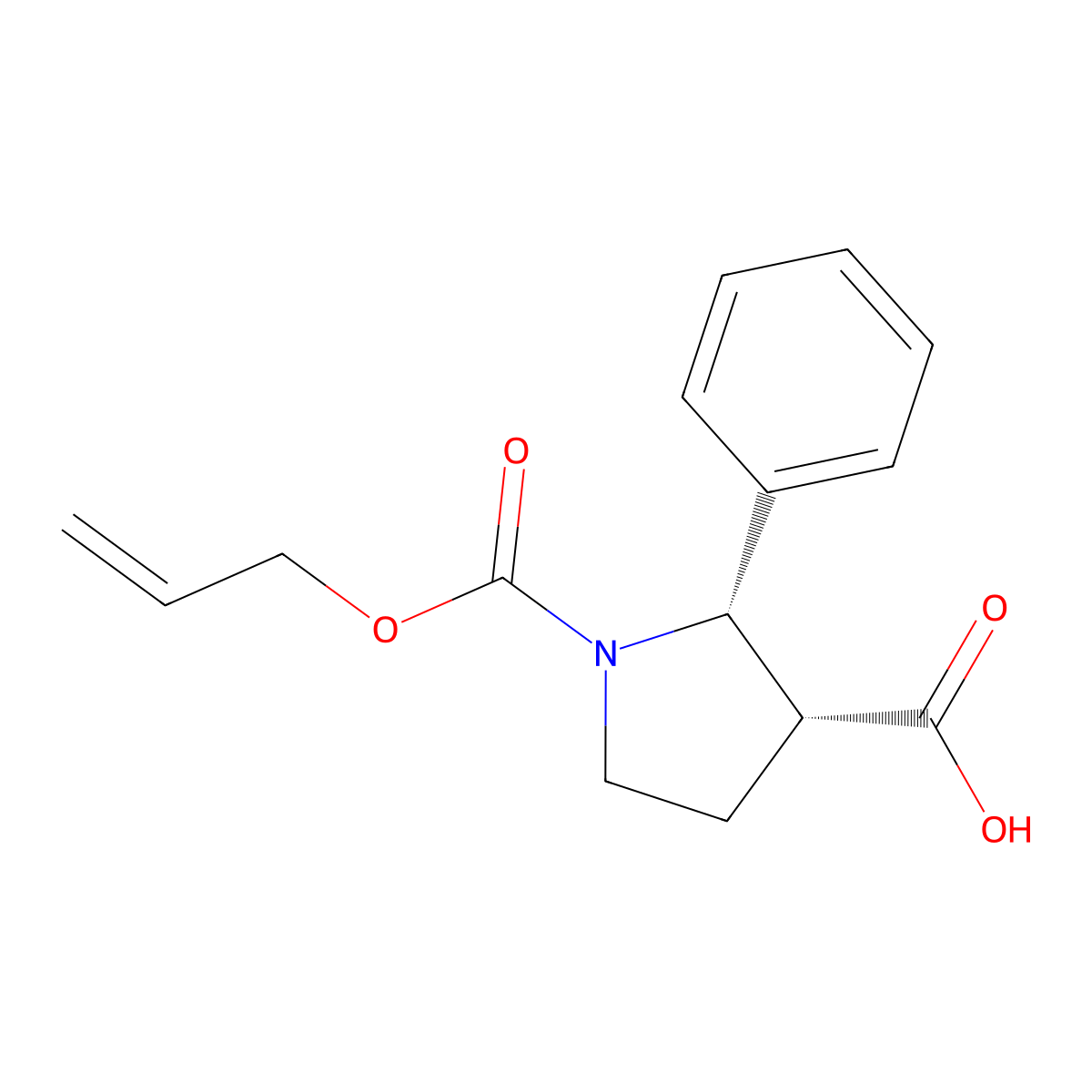 rac-(2R,3S)-2-phenyl-1-[(prop-2-en-1-yloxy)carbonyl]pyrrolidine-3-carboxylic acid molecular structure, CAS 2679927-88-7