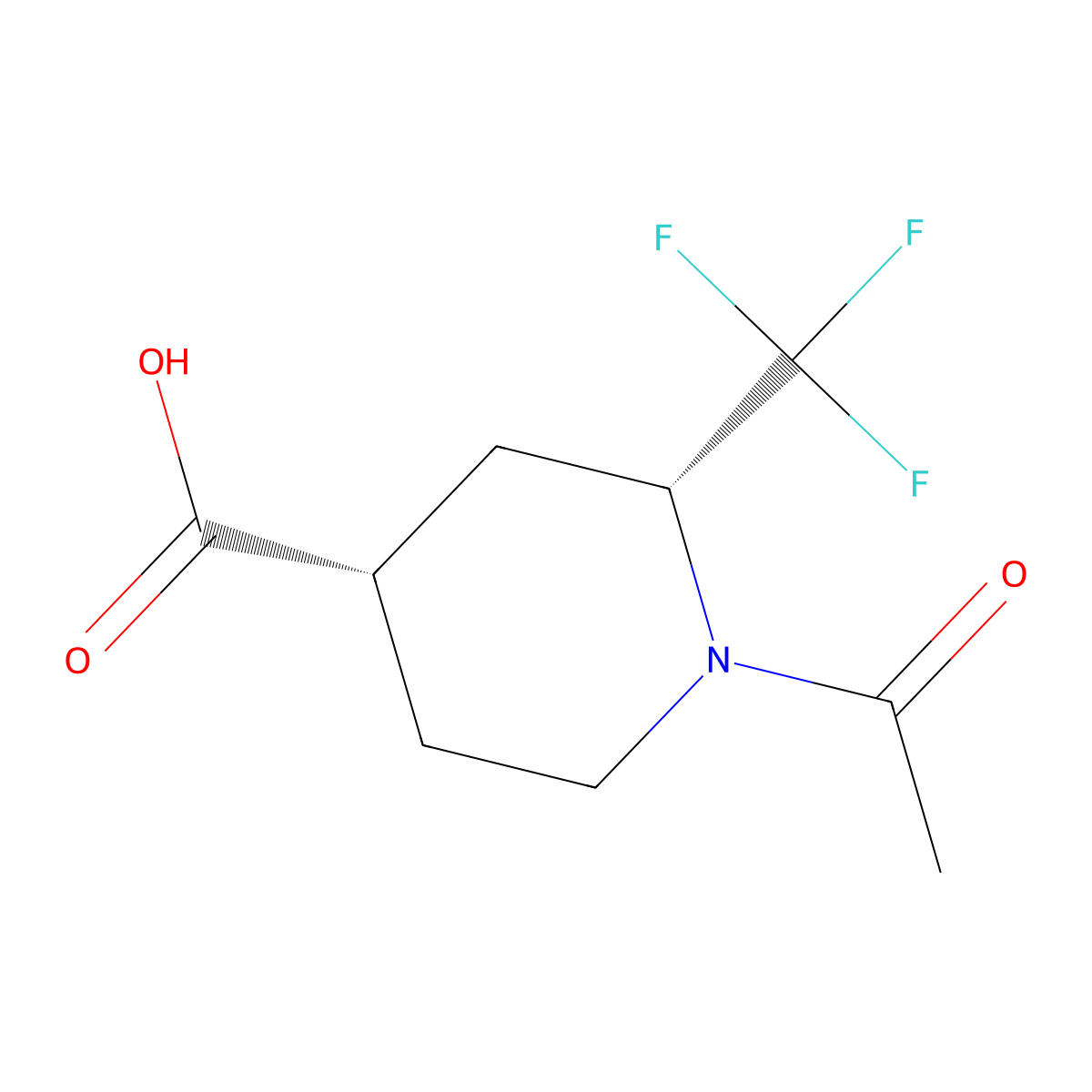 rac-(2R,4S)-1-acetyl-2-(trifluoromethyl)piperidine-4-carboxylic acid molecular structure, CAS 2679927-89-8