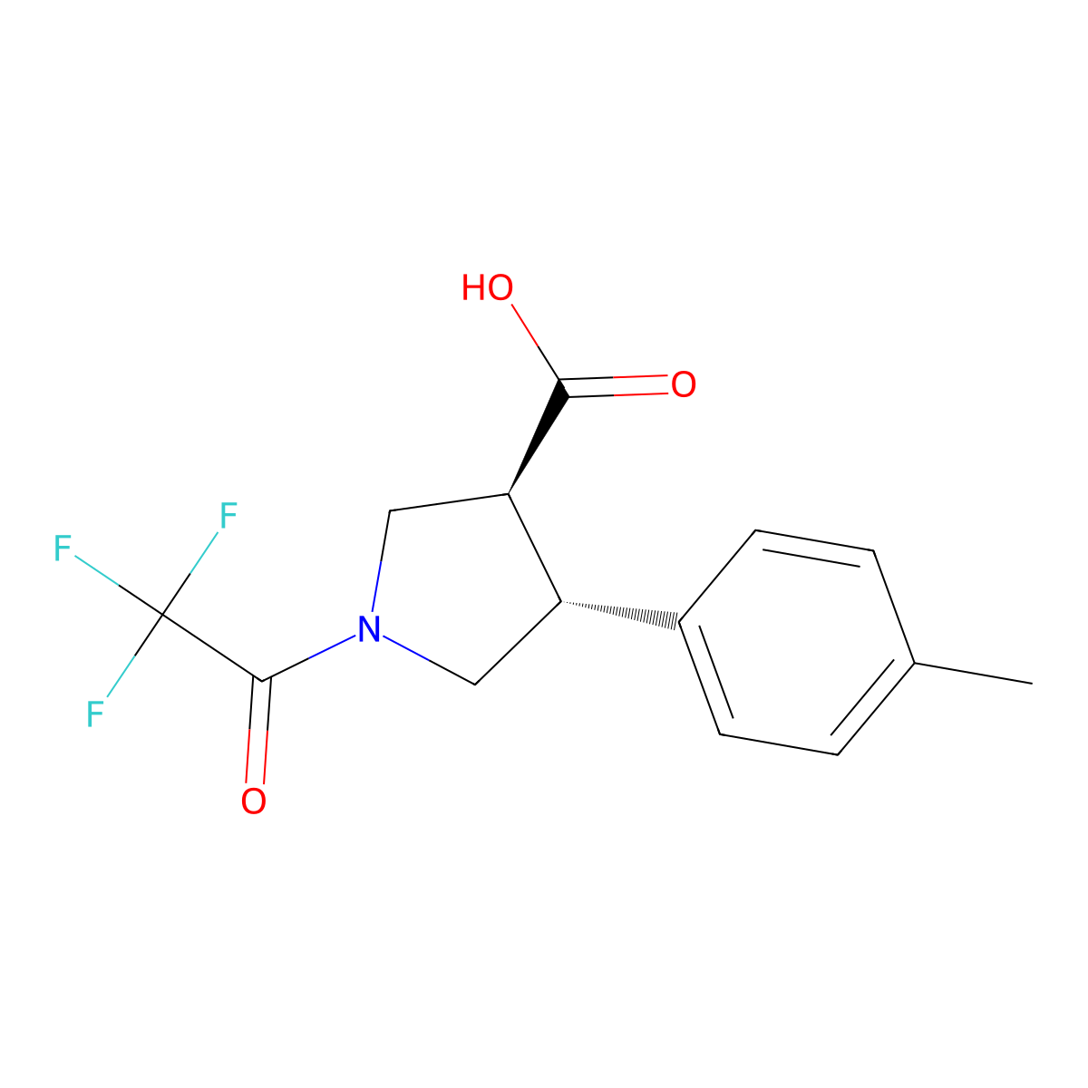 rac-(3R,4S)-4-(4-methylphenyl)-1-(2,2,2-trifluoroacetyl)pyrrolidine-3-carboxylic acid molecular structure, CAS 2679927-90-1
