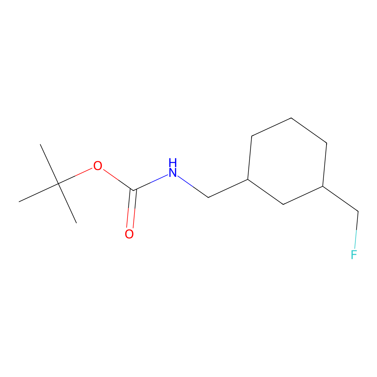 rac-tert-butyl N-{[(1R,3S)-3-(fluoromethyl)cyclohexyl]methyl}carbamate molecular structure, CAS 2679927-95-6