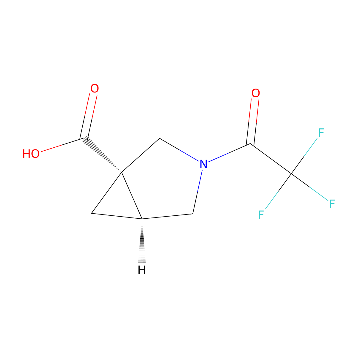 (1S,5S)-3-(2,2,2-trifluoroacetyl)-3-azabicyclo[3.1.0]hexane-1-carboxylic acid molecular structure, CAS 2679927-98-9