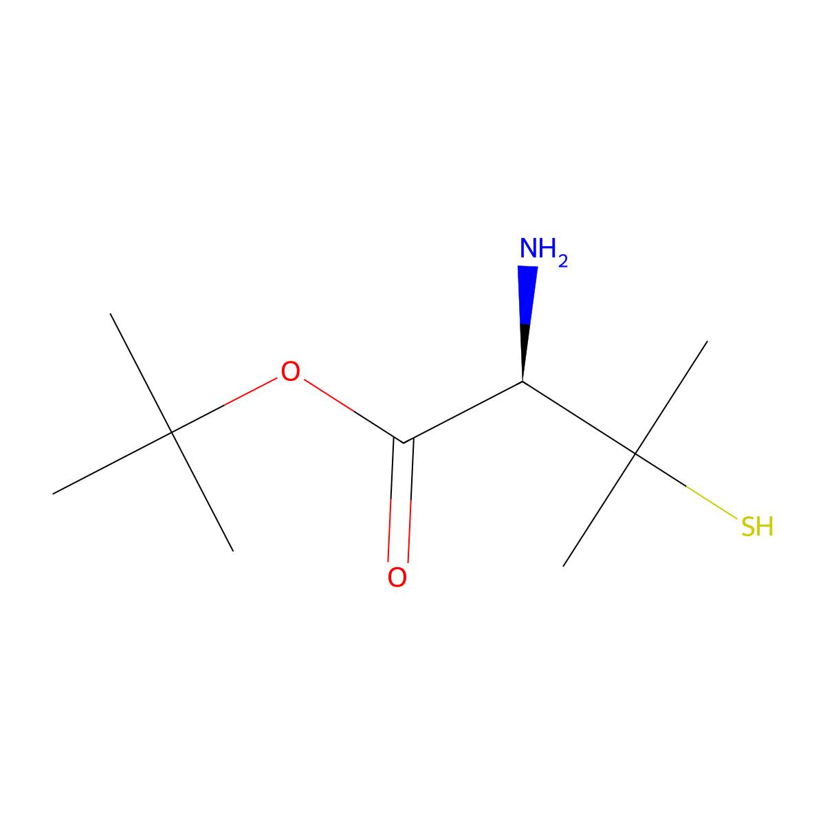 tert-butyl (2R)-2-amino-3-methyl-3-sulfanylbutanoate molecular structure, CAS 2679928-06-2