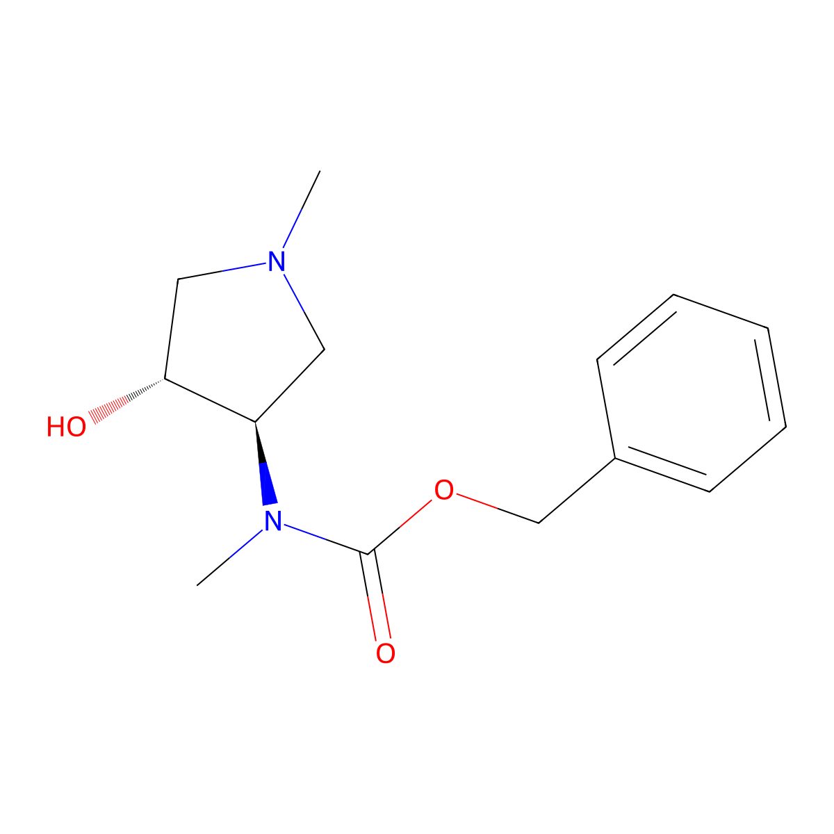 rac-benzyl N-[(3R,4R)-4-hydroxy-1-methylpyrrolidin-3-yl]-N-methylcarbamate molecular structure, CAS 2679928-12-0