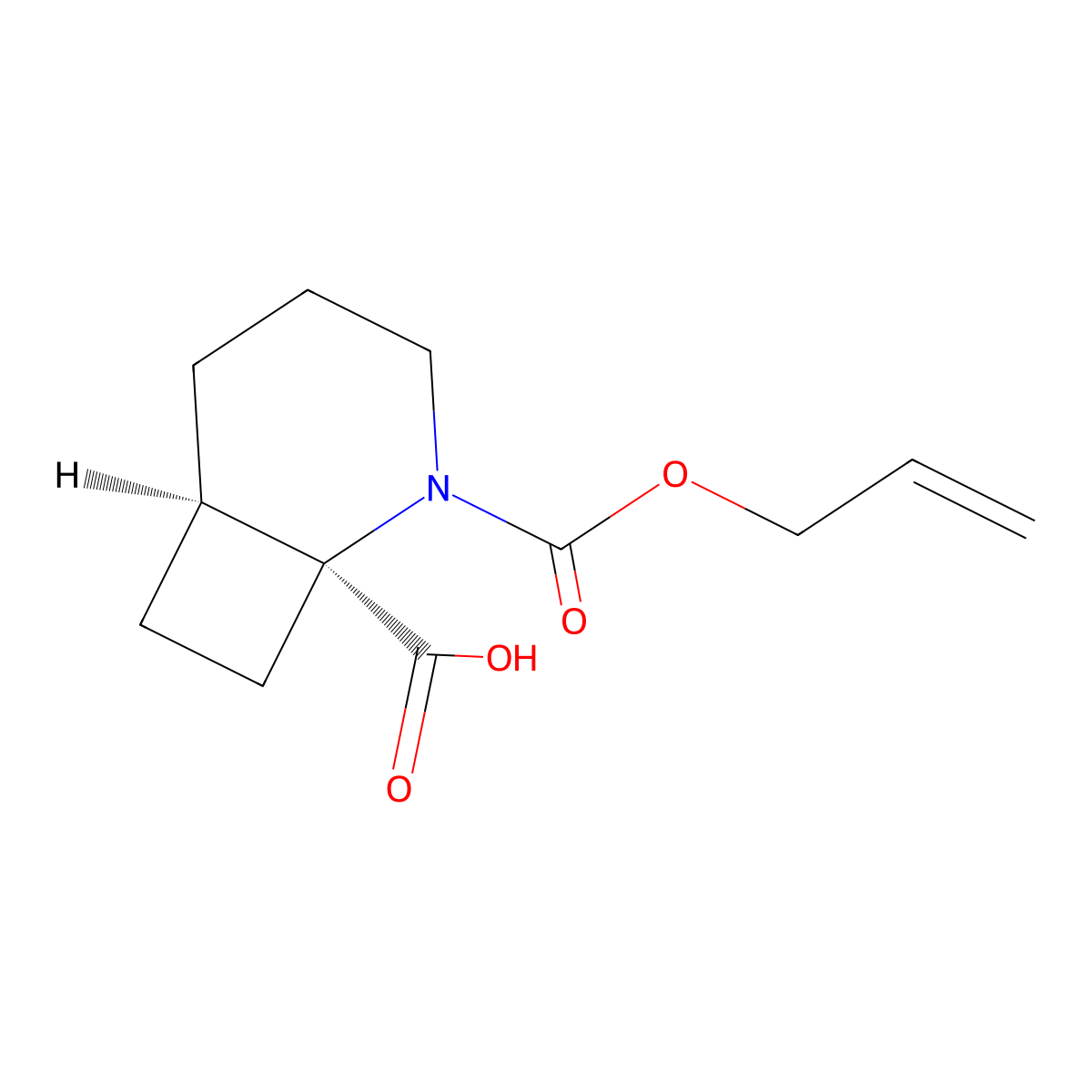 rac-(1R,6S)-2-[(prop-2-en-1-yloxy)carbonyl]-2-azabicyclo[4.2.0]octane-1-carboxylic acid molecular structure, CAS 2679928-14-2