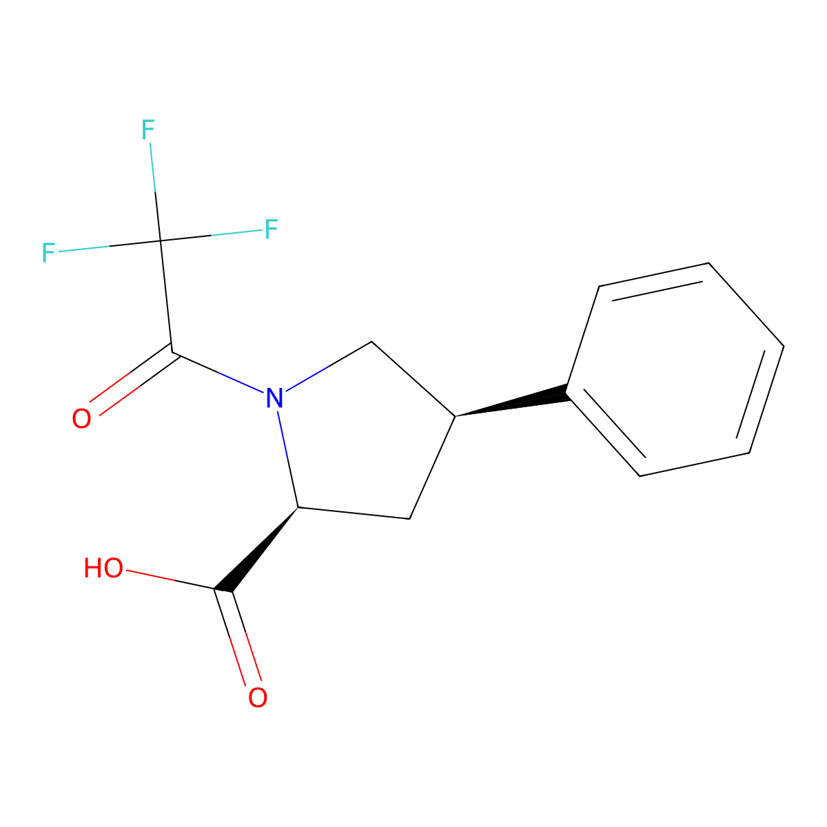 rac-(2R,4S)-4-phenyl-1-(2,2,2-trifluoroacetyl)pyrrolidine-2-carboxylic acid molecular structure, CAS 2679928-16-4