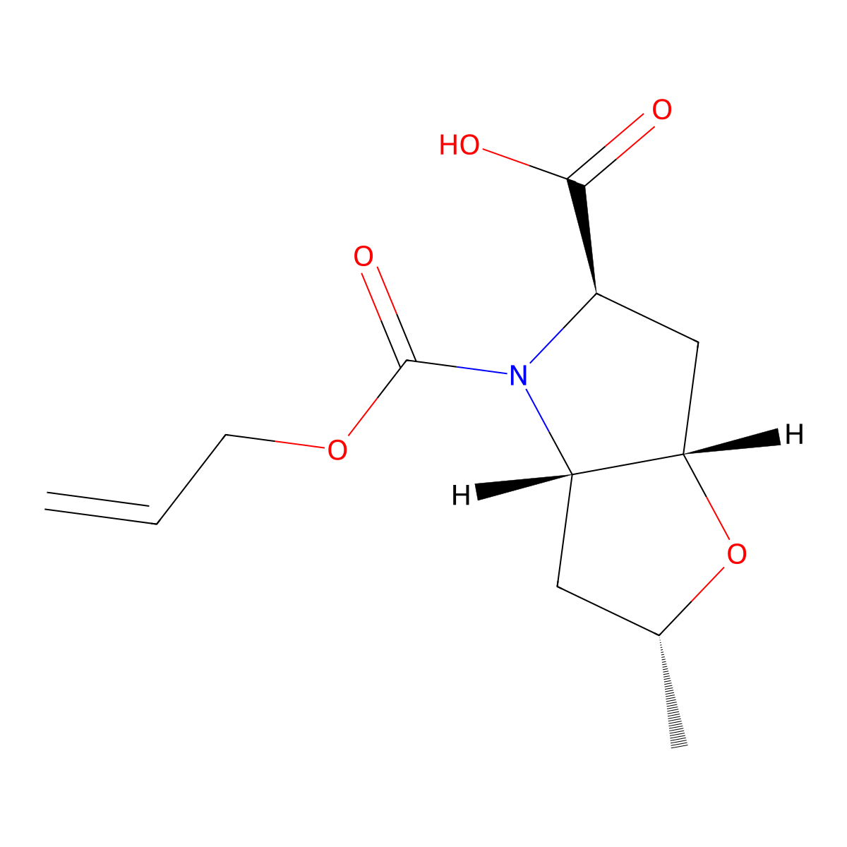 rac-(2R,3aS,5R,6aS)-2-methyl-4-[(prop-2-en-1-yloxy)carbonyl]-hexahydro-2H-furo[3,2-b]pyrrole-5-carboxylic acid molecular structure, CAS 2679928-18-6
