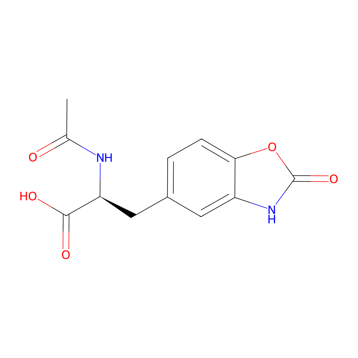 (2S)-2-acetamido-3-(2-oxo-2,3-dihydro-1,3-benzoxazol-5-yl)propanoic acid molecular structure, CAS 2679928-21-1