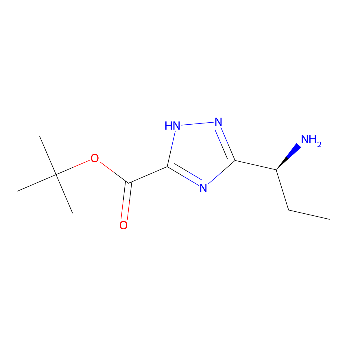 tert-butyl 3-[(1S)-1-aminopropyl]-1H-1,2,4-triazole-5-carboxylate molecular structure, CAS 2679928-22-2
