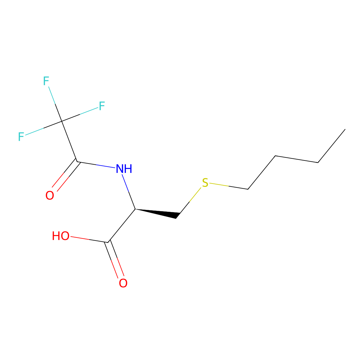 (2R)-3-(butylsulfanyl)-2-(2,2,2-trifluoroacetamido)propanoic acid molecular structure, CAS 2679928-31-3