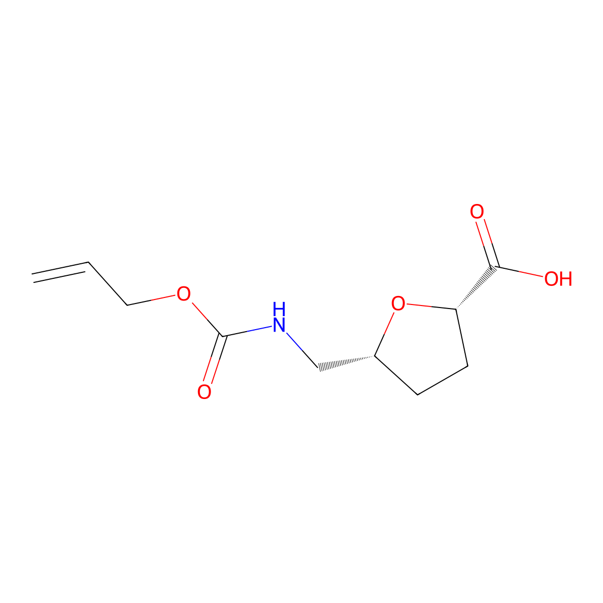 rac-(2R,5S)-5-({[(prop-2-en-1-yloxy)carbonyl]amino}methyl)oxolane-2-carboxylic acid molecular structure, CAS 2679928-48-2