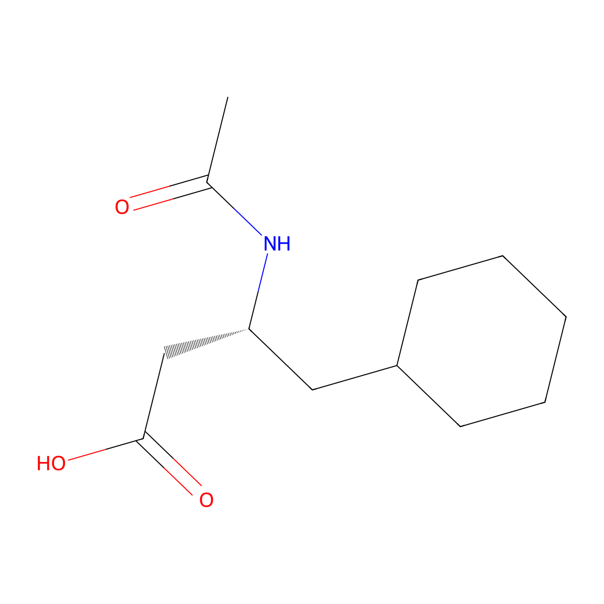 (3R)-4-cyclohexyl-3-acetamidobutanoic acid molecular structure, CAS 2679928-50-6