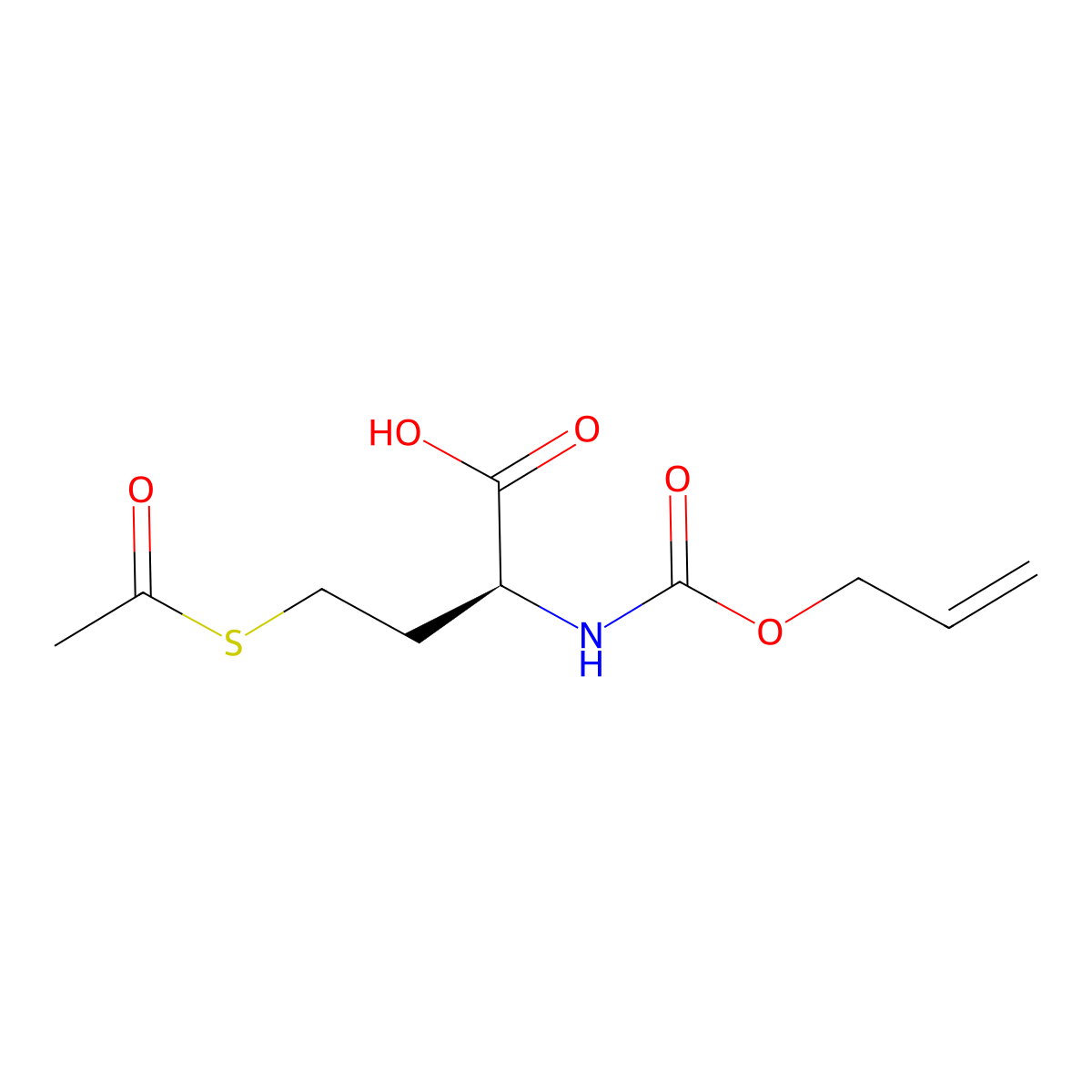 (2S)-4-(acetylsulfanyl)-2-{[(prop-2-en-1-yloxy)carbonyl]amino}butanoic acid molecular structure, CAS 2679928-54-0