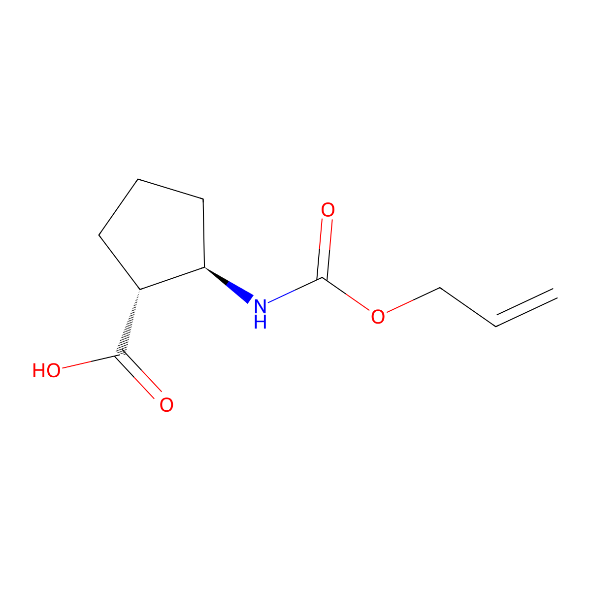 rac-(1R,2R)-2-{[(prop-2-en-1-yloxy)carbonyl]amino}cyclopentane-1-carboxylic acid molecular structure, CAS 2679928-60-8