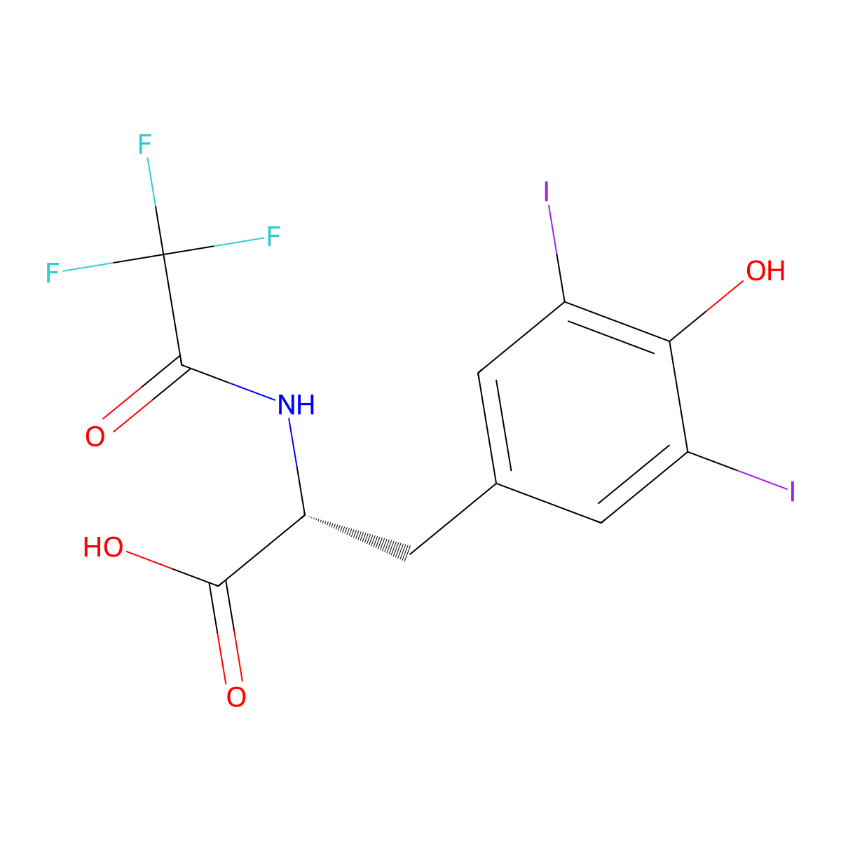 (2R)-3-(4-hydroxy-3,5-diiodophenyl)-2-(2,2,2-trifluoroacetamido)propanoic acid molecular structure, CAS 2679928-65-3