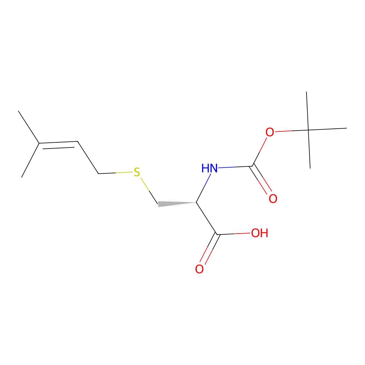 (2R)-2-{[(tert-butoxy)carbonyl]amino}-3-[(3-methylbut-2-en-1-yl)sulfanyl]propanoic acid molecular structure, CAS 2679928-66-4