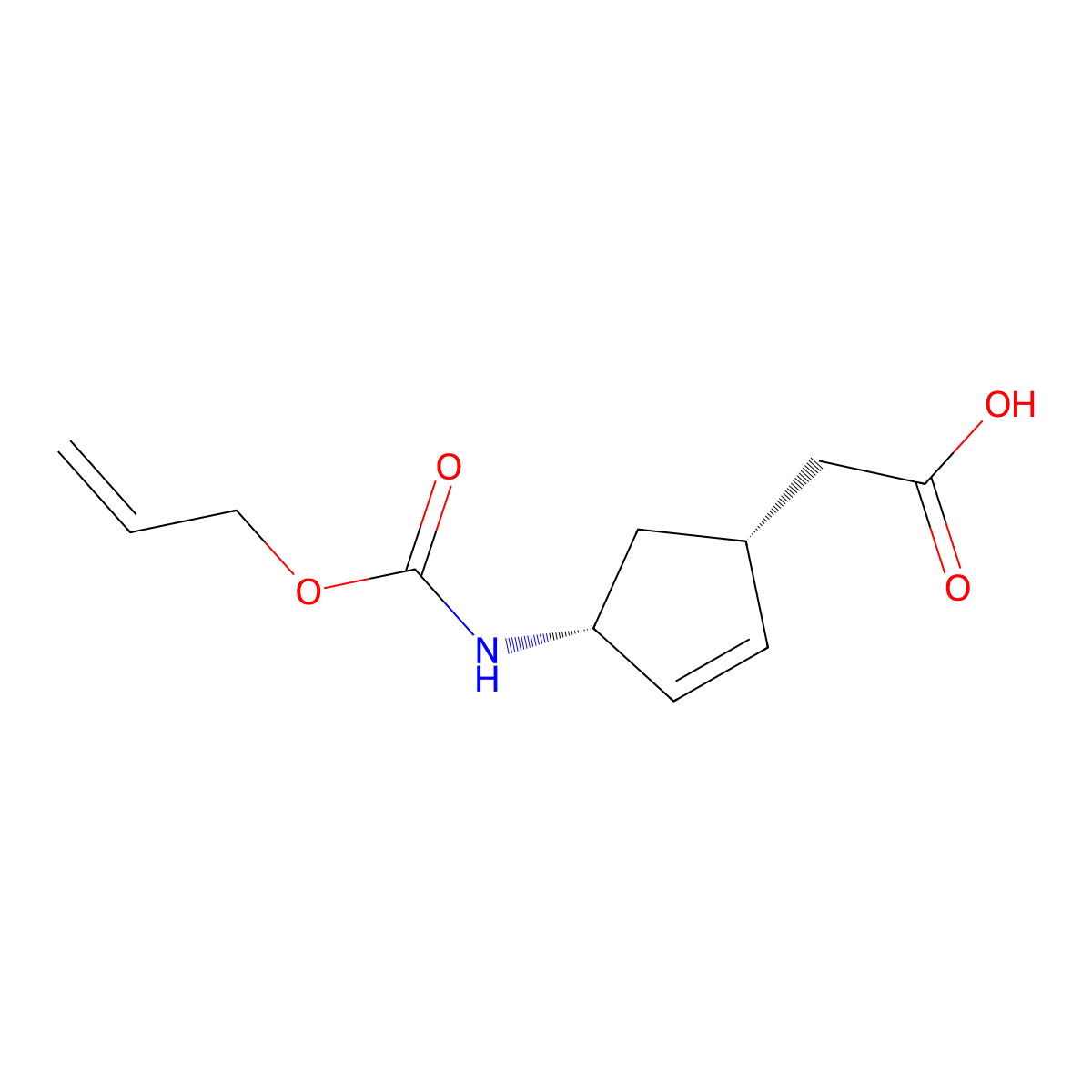 2-[(1R,4R)-4-{[(prop-2-en-1-yloxy)carbonyl]amino}cyclopent-2-en-1-yl]acetic acid molecular structure, CAS 2679928-67-5