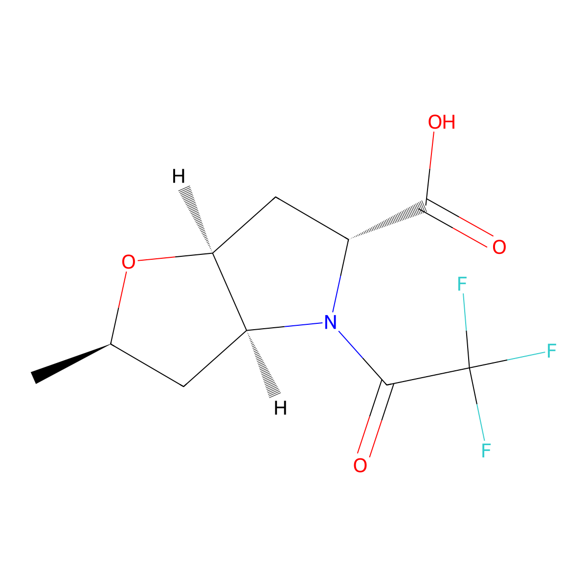 rac-(2R,3aS,5R,6aS)-2-methyl-4-(2,2,2-trifluoroacetyl)-hexahydro-2H-furo[3,2-b]pyrrole-5-carboxylic acid molecular structure, CAS 2679928-71-1