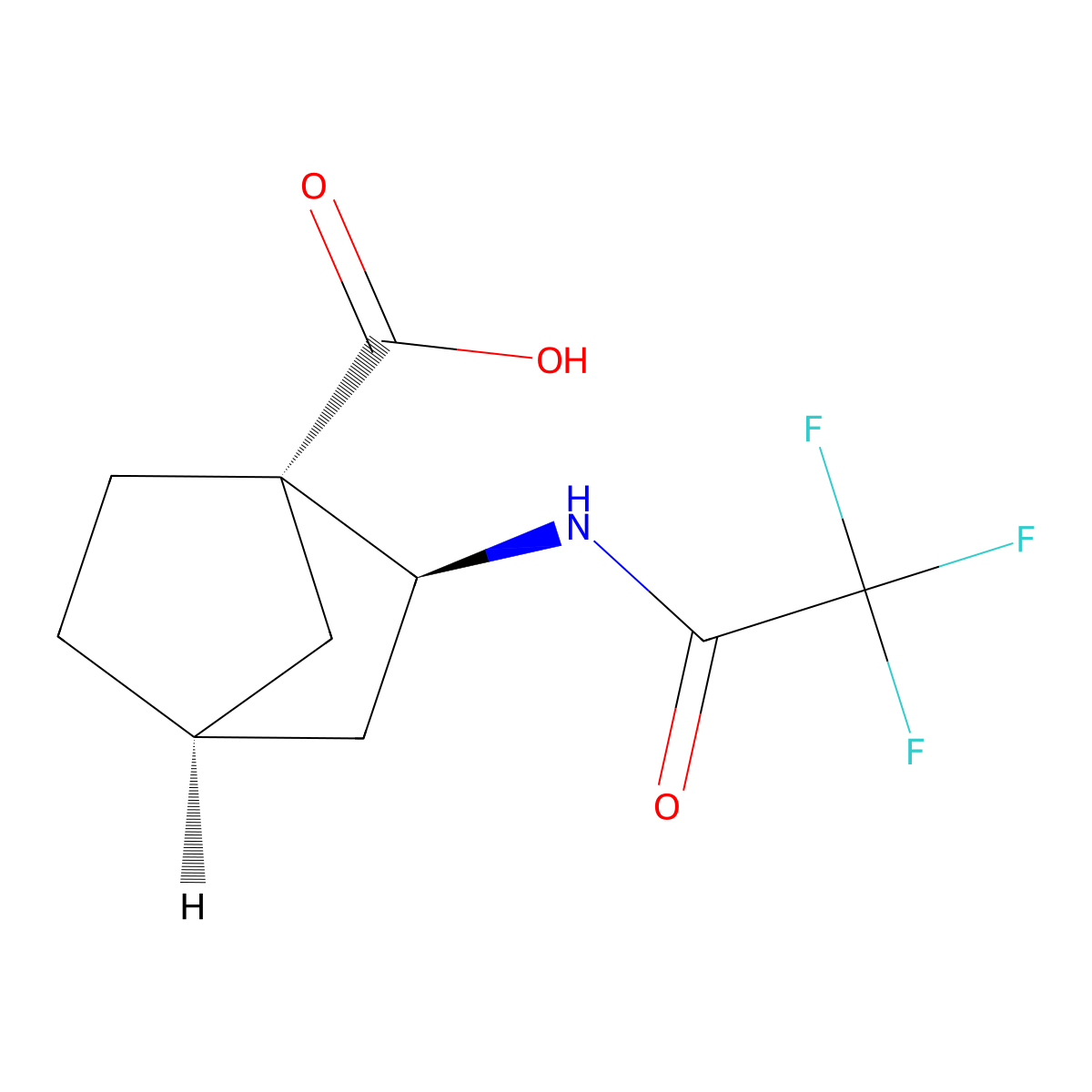 rac-(1R,2R,4R)-2-(trifluoroacetamido)bicyclo[2.2.1]heptane-1-carboxylic acid molecular structure, CAS 2679928-75-5