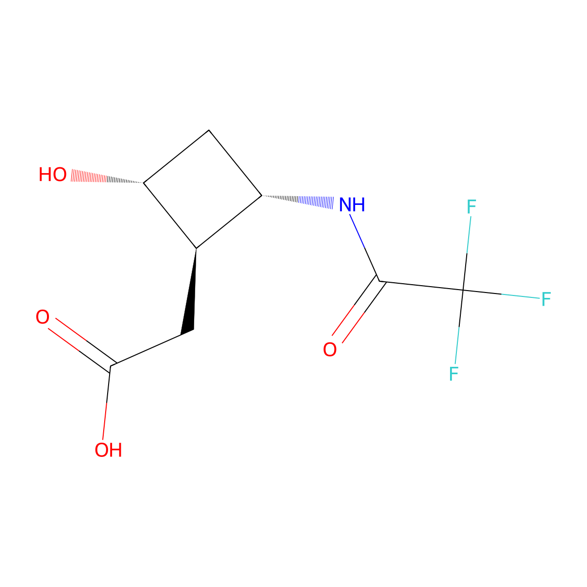 rac-2-[(1R,2R,4S)-2-hydroxy-4-(2,2,2-trifluoroacetamido)cyclobutyl]acetic acid molecular structure, CAS 2679928-76-6