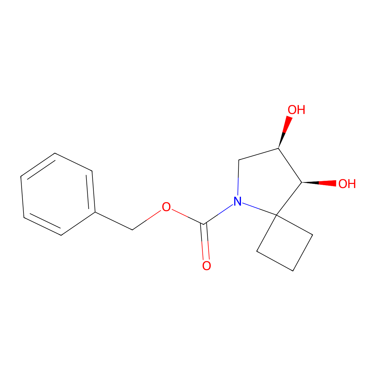rac-benzyl (7R,8S)-7,8-dihydroxy-5-azaspiro[3.4]octane-5-carboxylate molecular structure, CAS 2679928-84-6