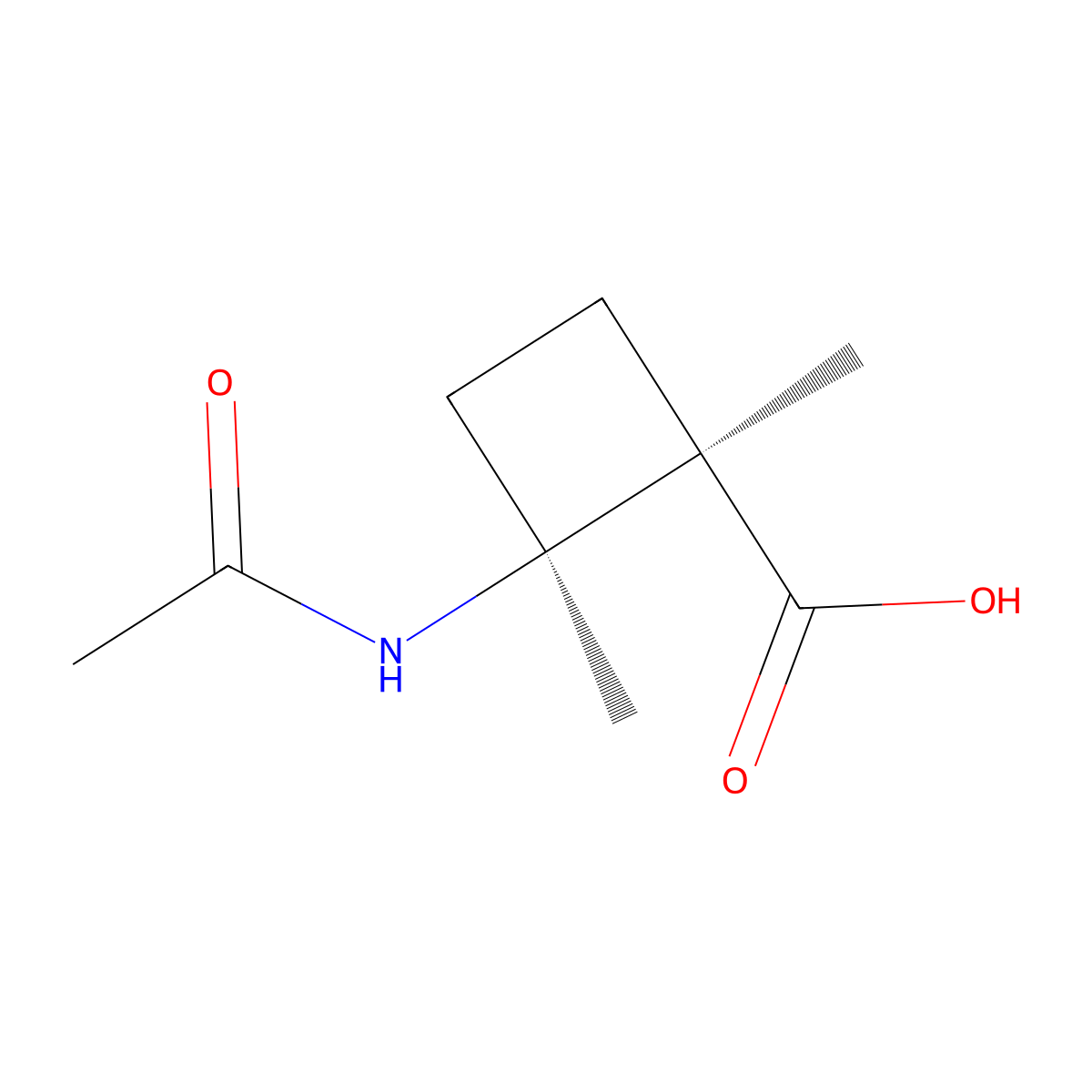 rac-(1R,2S)-2-acetamido-1,2-dimethylcyclobutane-1-carboxylic acid molecular structure, CAS 2679928-85-7