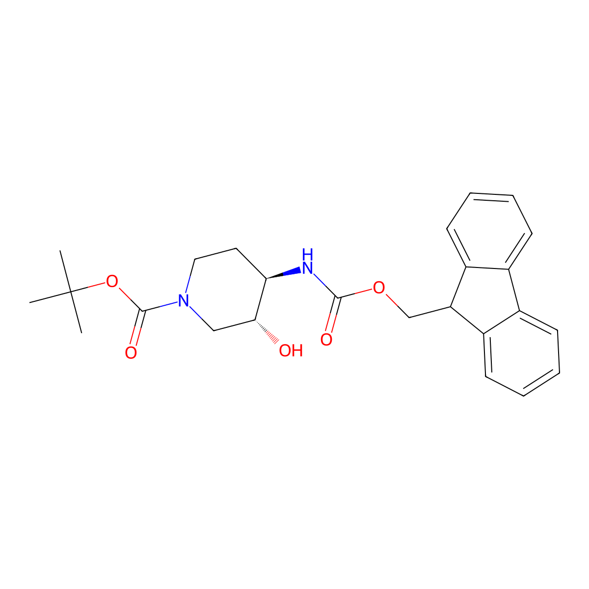 rac-tert-butyl (3R,4R)-4-({[(9H-fluoren-9-yl)methoxy]carbonyl}amino)-3-hydroxypiperidine-1-carboxylate molecular structure, CAS 2679928-88-0