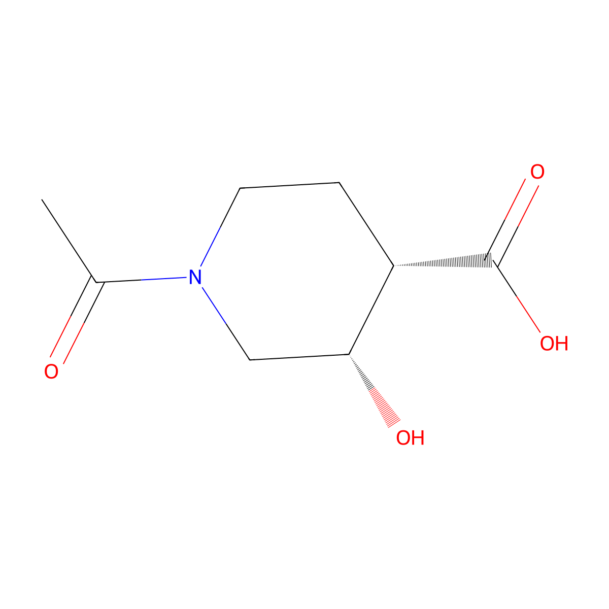 rac-(3R,4R)-1-acetyl-3-hydroxypiperidine-4-carboxylic acid molecular structure, CAS 2679928-91-5