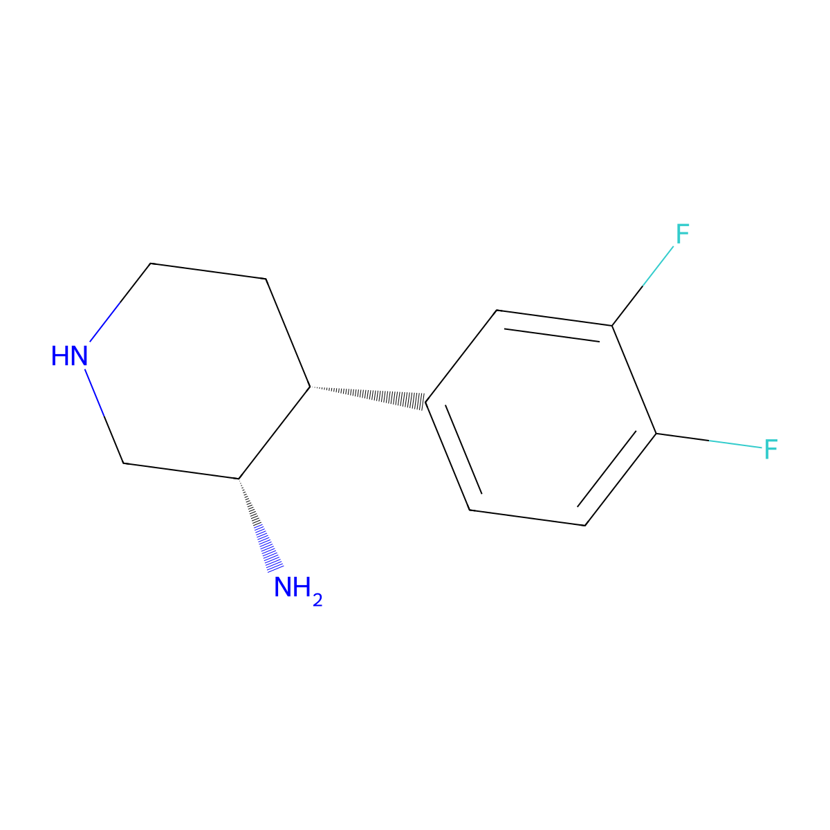 rac-(3R,4S)-4-(3,4-difluorophenyl)piperidin-3-amine molecular structure, CAS 2679928-94-8