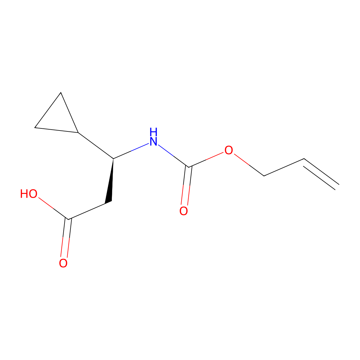 (3S)-3-cyclopropyl-3-{[(prop-2-en-1-yloxy)carbonyl]amino}propanoic acid molecular structure, CAS 2679929-00-9