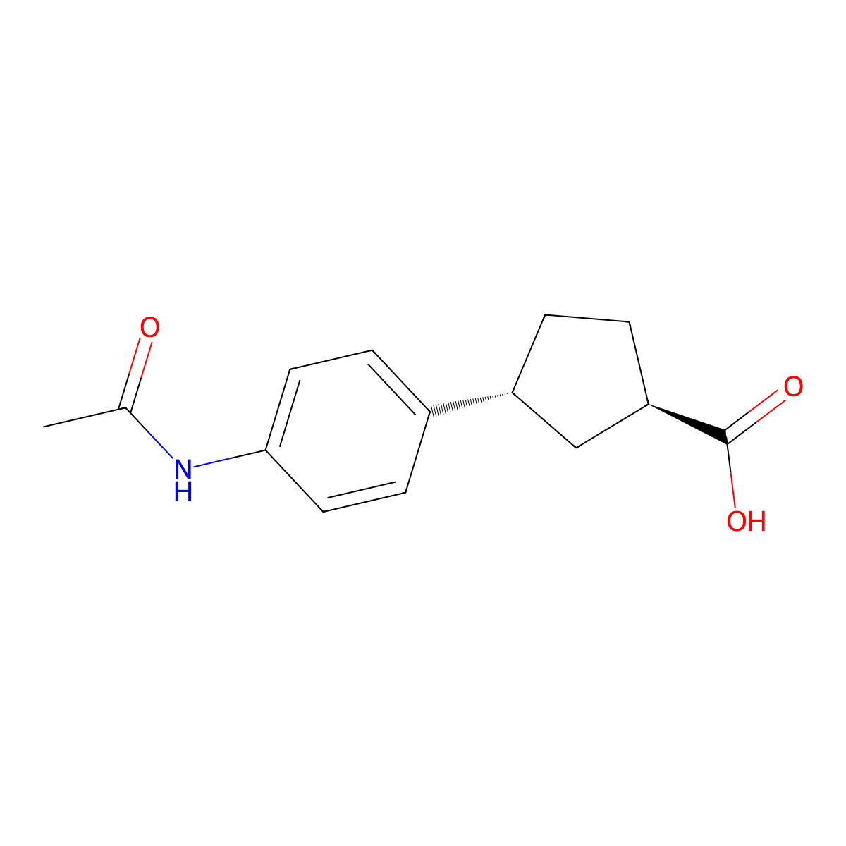 rac-(1R,3R)-3-(4-acetamidophenyl)cyclopentane-1-carboxylic acid molecular structure, CAS 2679929-05-4