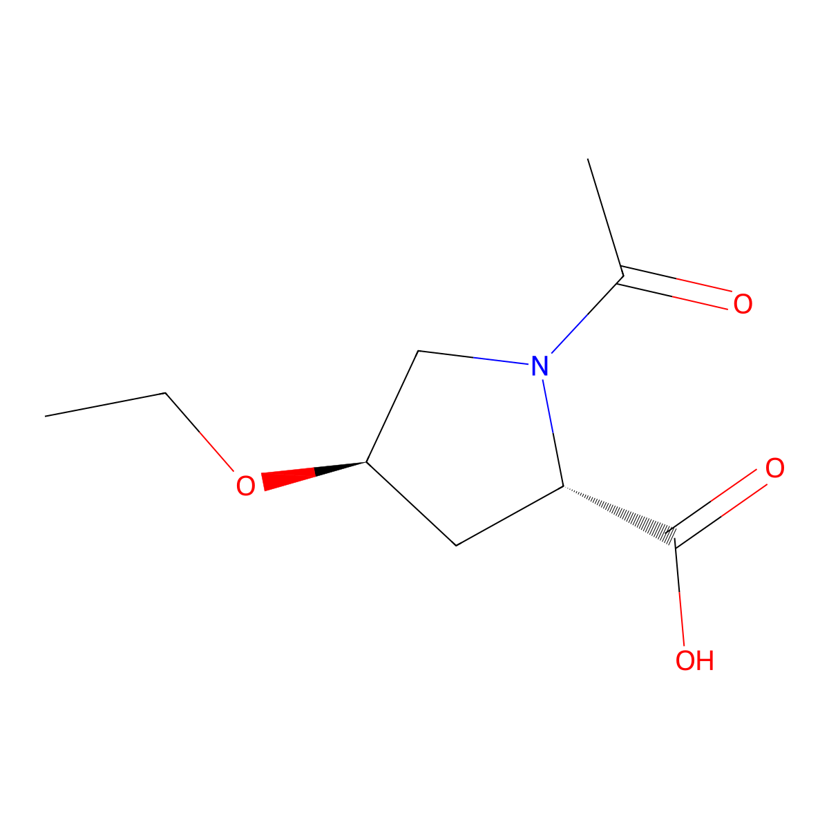 (2S,4R)-1-acetyl-4-ethoxypyrrolidine-2-carboxylic acid molecular structure, CAS 2679929-23-6