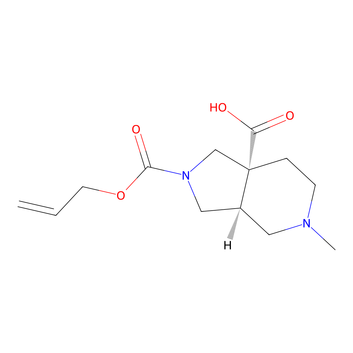 rac-(3aR,7aS)-5-methyl-2-[(prop-2-en-1-yloxy)carbonyl]-octahydro-1H-pyrrolo[3,4-c]pyridine-7a-carboxylic acid molecular structure, CAS 2679929-27-0