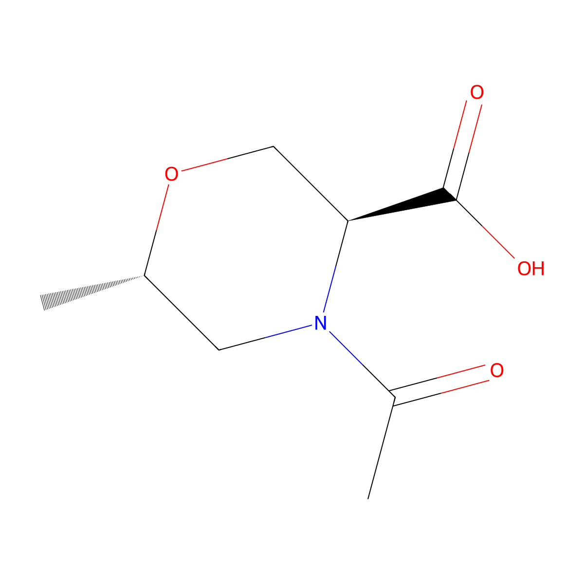 (3S,6S)-4-acetyl-6-methylmorpholine-3-carboxylic acid molecular structure, CAS 2679929-29-2