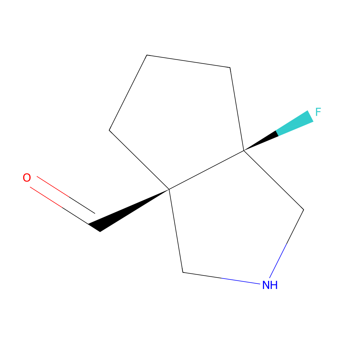 rac-(3aR,6aS)-6a-fluoro-octahydrocyclopenta[c]pyrrole-3a-carbaldehyde molecular structure, CAS 2679929-33-8