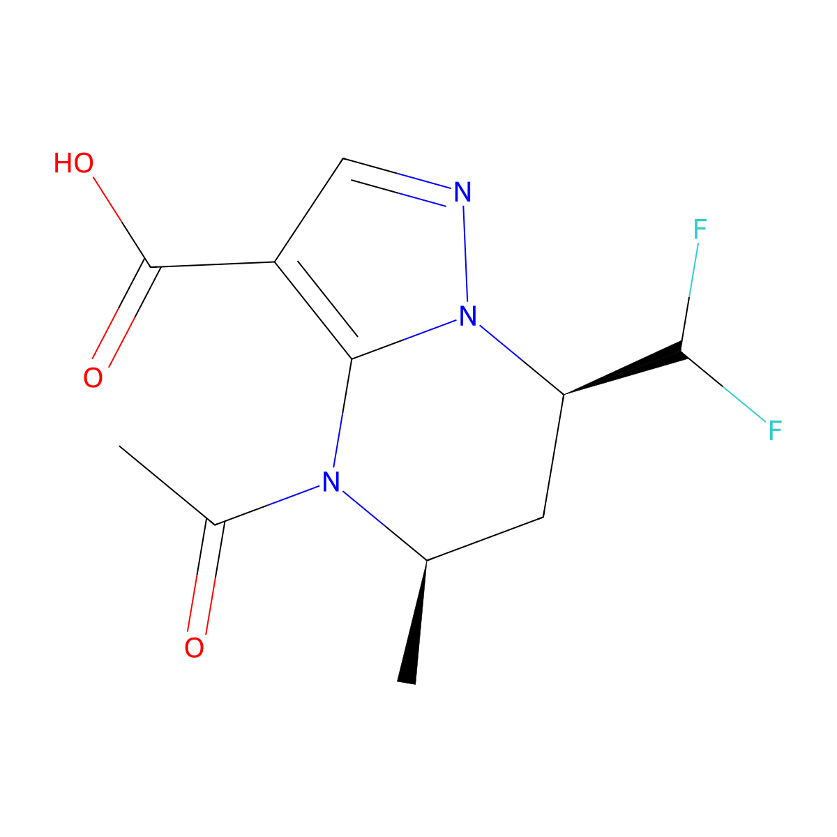 rac-(5R,7R)-4-acetyl-7-(difluoromethyl)-5-methyl-4H,5H,6H,7H-pyrazolo[1,5-a]pyrimidine-3-carboxylic acid molecular structure, CAS 2679929-34-9