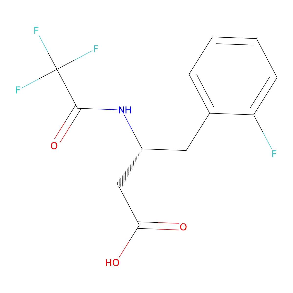 (3R)-4-(2-fluorophenyl)-3-(2,2,2-trifluoroacetamido)butanoic acid molecular structure, CAS 2679929-38-3
