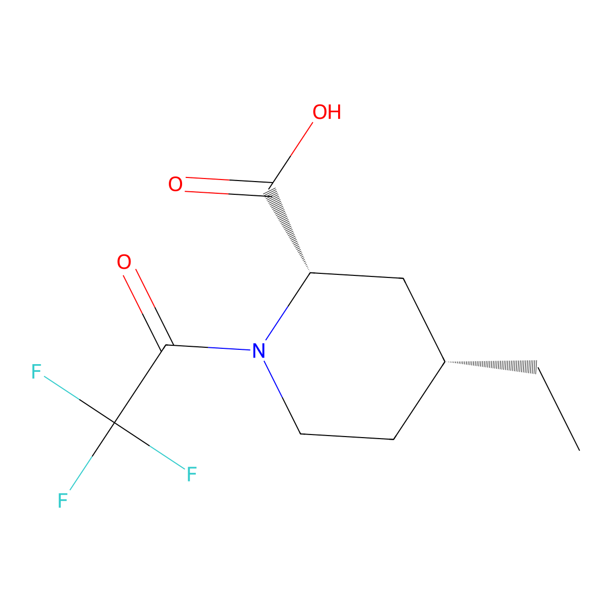 rac-(2R,4S)-4-ethyl-1-(trifluoroacetyl)piperidine-2-carboxylic acid molecular structure, CAS 2679929-40-7