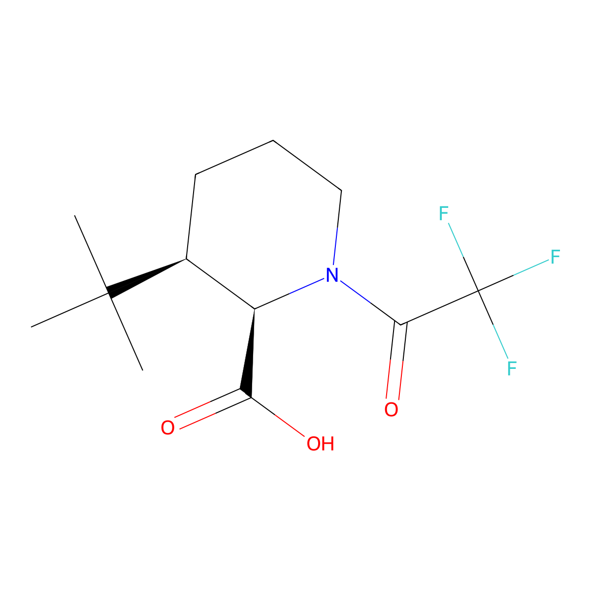 (2R,3R)-3-tert-butyl-1-(2,2,2-trifluoroacetyl)piperidine-2-carboxylic acid molecular structure, CAS 2679929-58-7