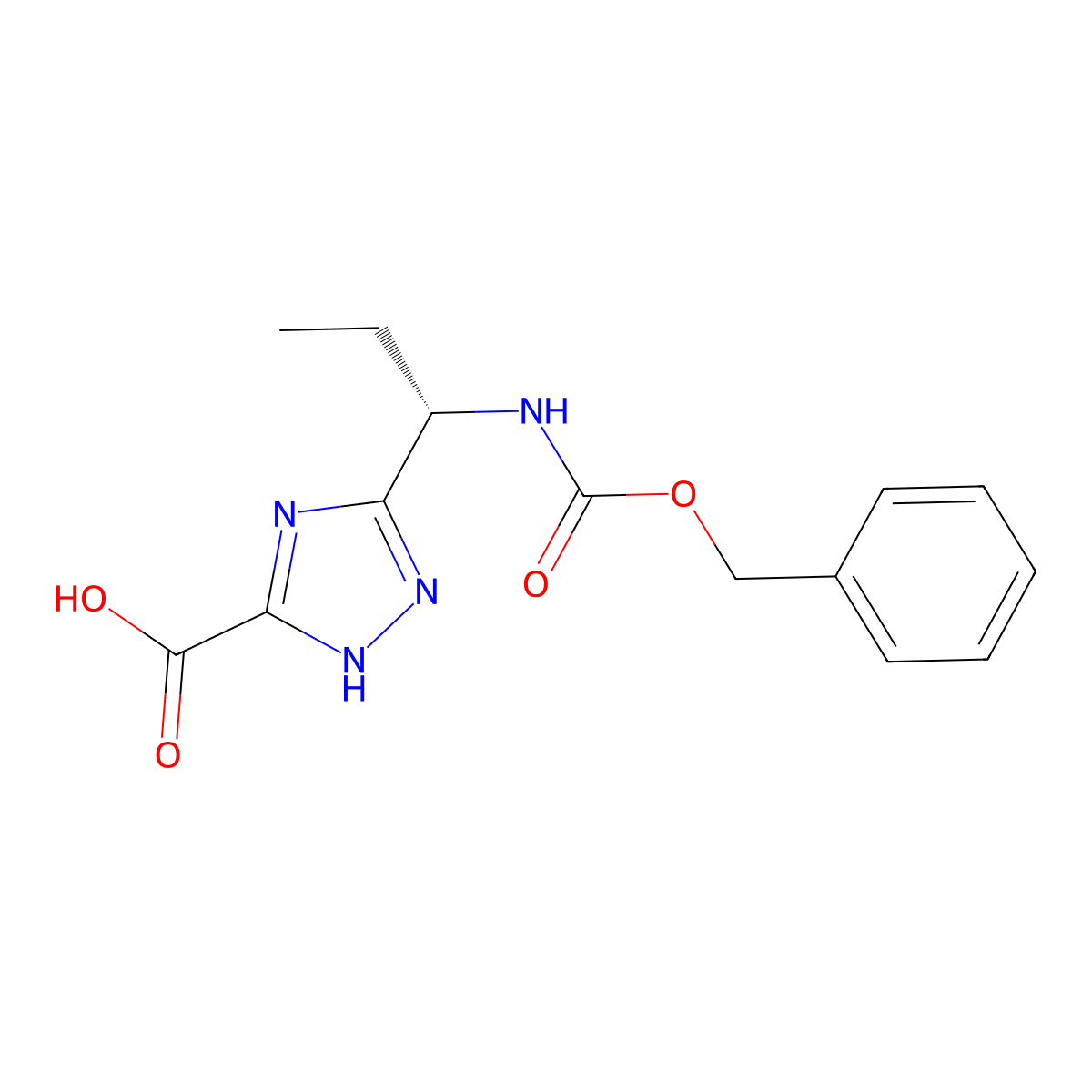 3-[(1S)-1-{[(benzyloxy)carbonyl]amino}propyl]-1H-1,2,4-triazole-5-carboxylic acid molecular structure, CAS 2679929-64-5