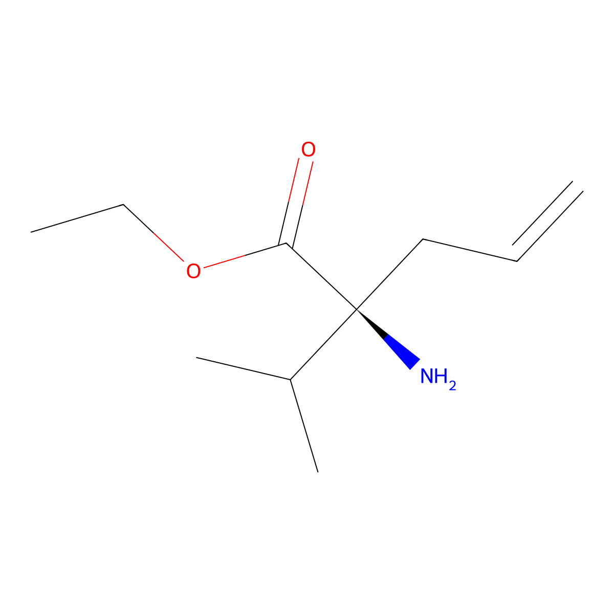 ethyl (2S)-2-amino-2-(propan-2-yl)pent-4-enoate molecular structure, CAS 2679929-65-6