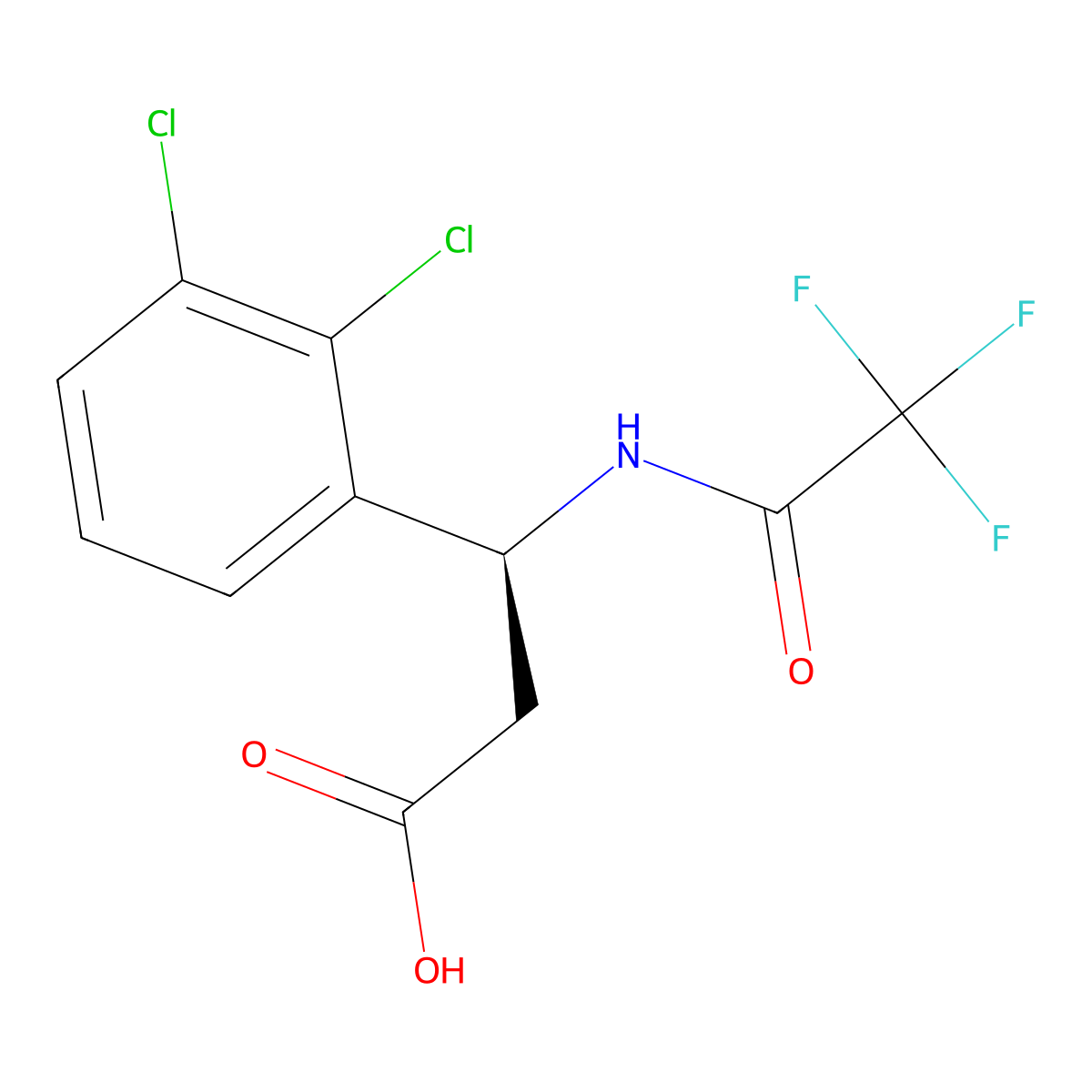 (3S)-3-(2,3-dichlorophenyl)-3-(2,2,2-trifluoroacetamido)propanoic acid molecular structure, CAS 2679929-66-7