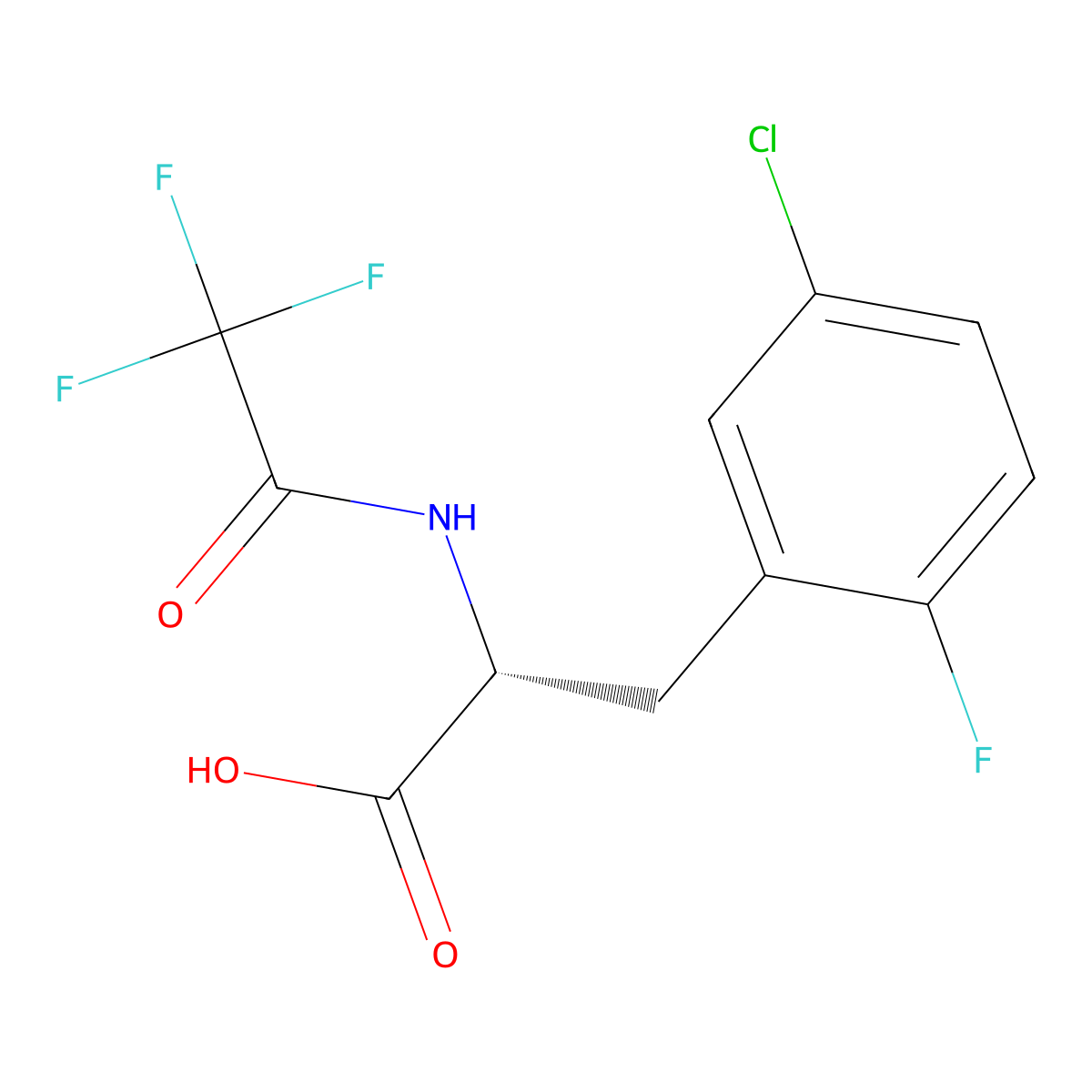 (2R)-3-(5-chloro-2-fluorophenyl)-2-(2,2,2-trifluoroacetamido)propanoic acid molecular structure, CAS 2679929-71-4