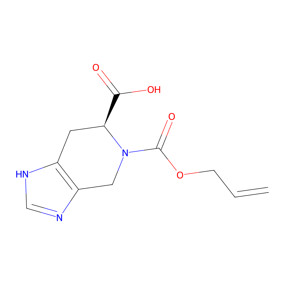 (6S)-5-[(prop-2-en-1-yloxy)carbonyl]-1H,4H,5H,6H,7H-imidazo[4,5-c]pyridine-6-carboxylic acid molecular structure, CAS 2679929-74-7