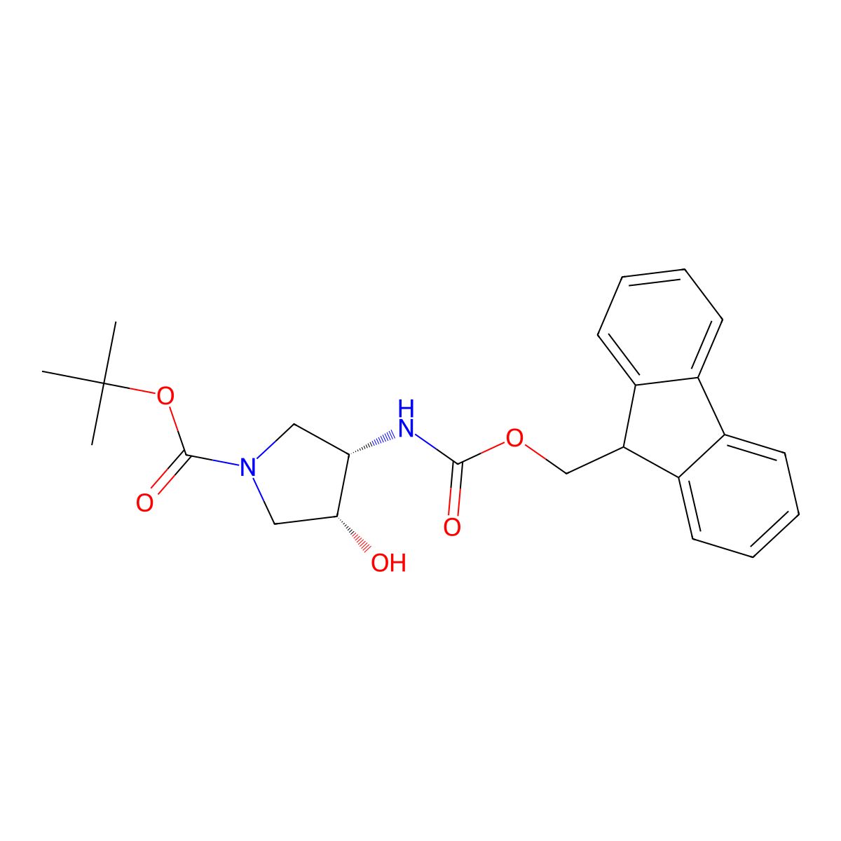 rac-tert-butyl (3R,4S)-3-({[(9H-fluoren-9-yl)methoxy]carbonyl}amino)-4-hydroxypyrrolidine-1-carboxylate molecular structure, CAS 2679929-76-9
