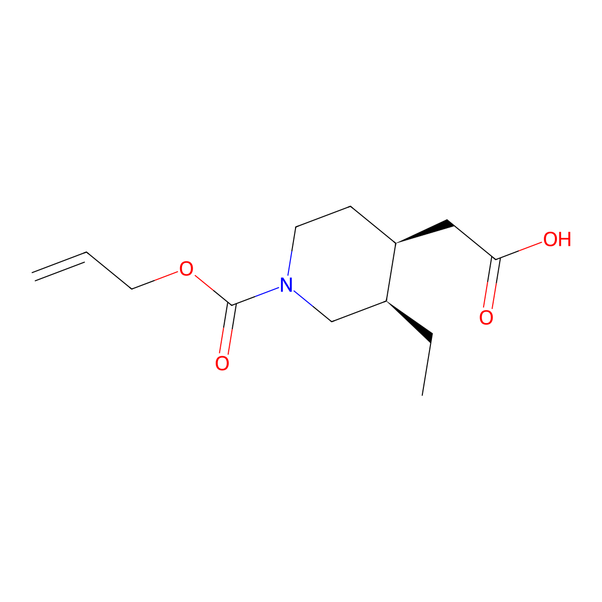 2-[(3R,4S)-3-ethyl-1-[(prop-2-en-1-yloxy)carbonyl]piperidin-4-yl]acetic acid molecular structure, CAS 2679929-79-2